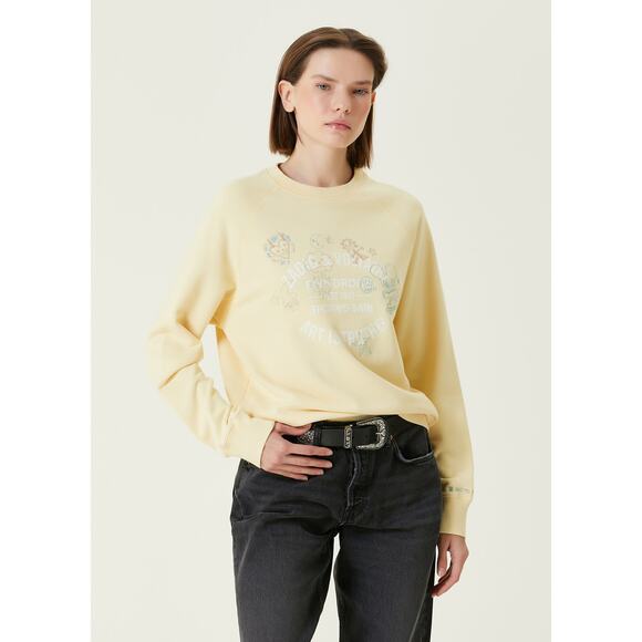 ZADIG AND VOLTAIRE Upper Insignia Sarı Sweatshirt Yellow Pullover Women's M - Picture 1 of 14